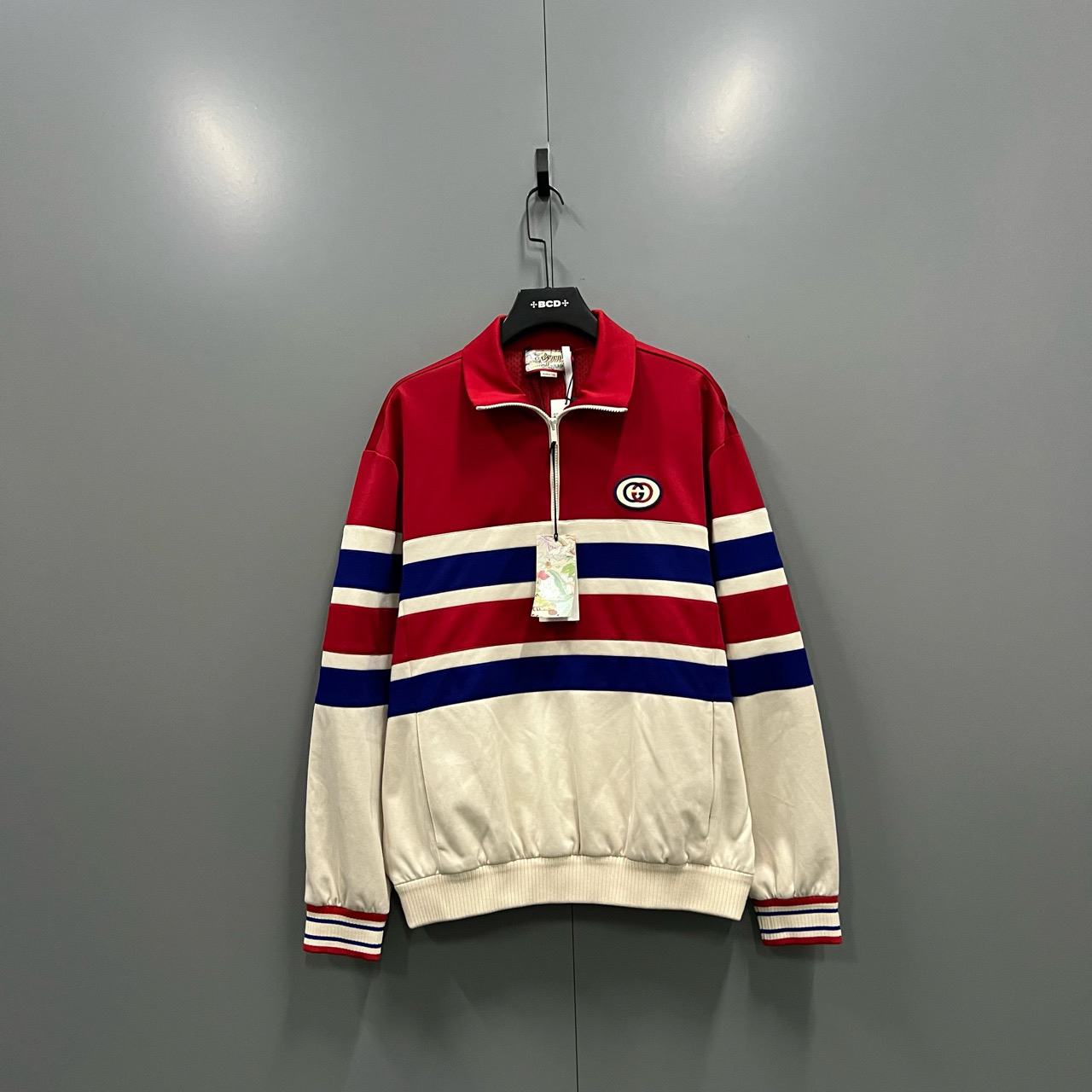 99新 GUCCI/古驰 （jp）205背后老虎刺绣半拉链夹克 M码