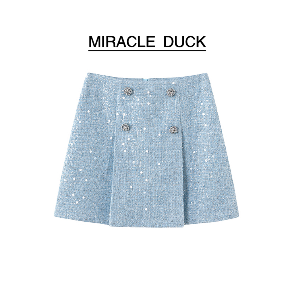 8号【人鱼姬亮片】秋冬新款名媛重工钉珠蓝色裙子C828-1