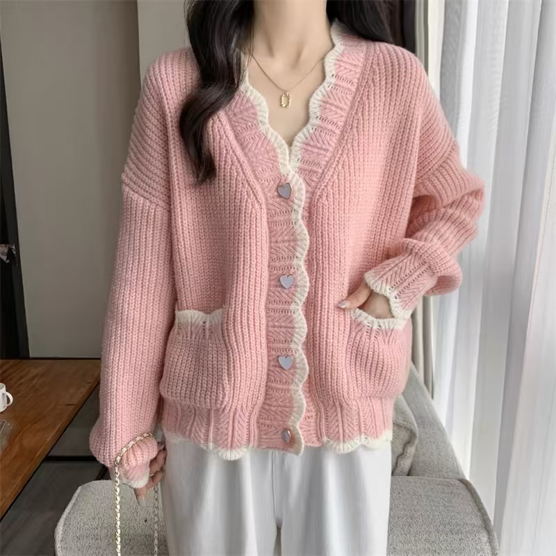 【301-350】慵懒风毛衣外套套头女秋冬宽松加厚温柔风软糯针织开衫