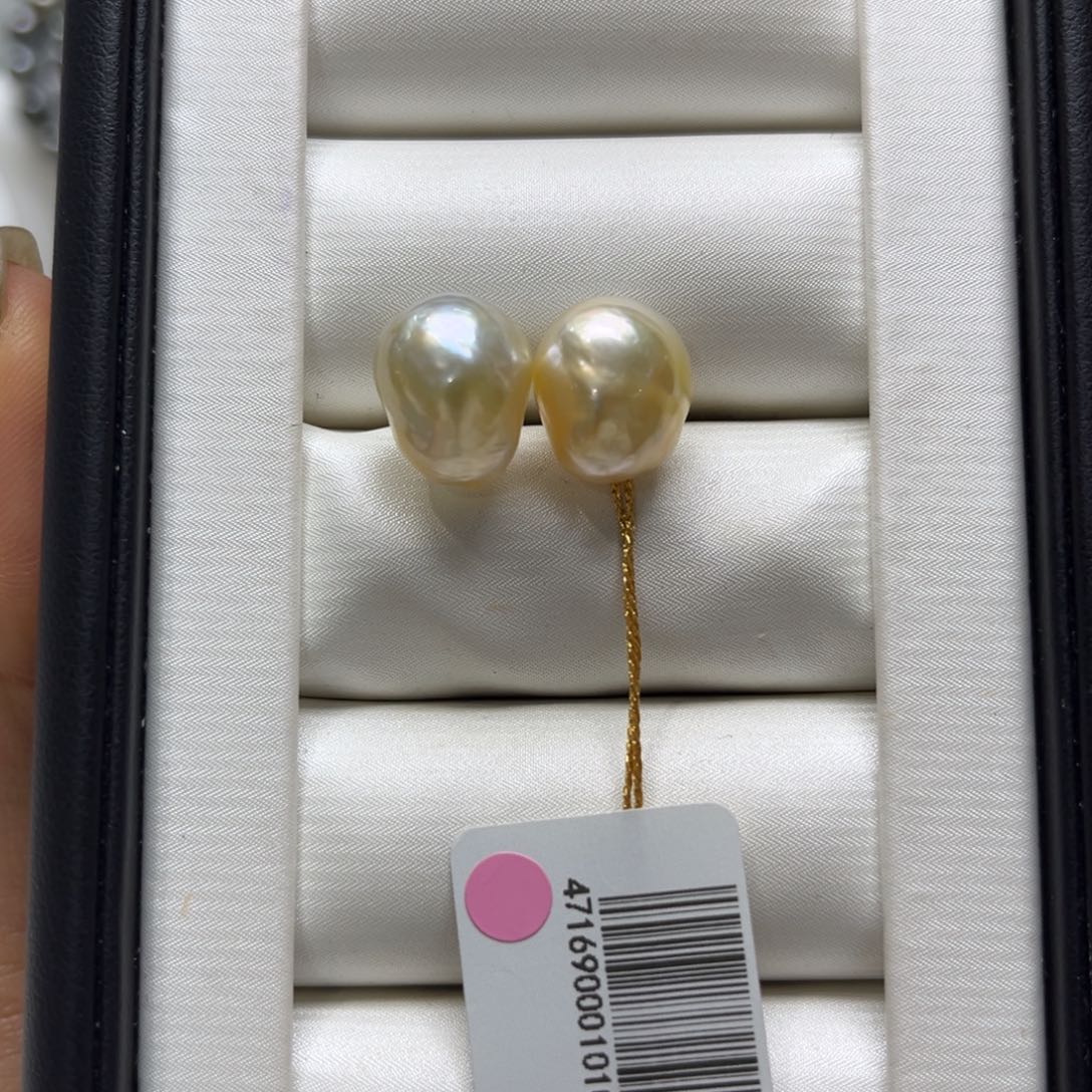 银S925镶嵌海水珍珠耳饰10-11mm