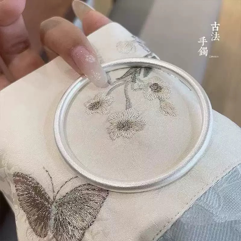 足银手镯 古法素圈手镯4N（60圈口）【S-1084】