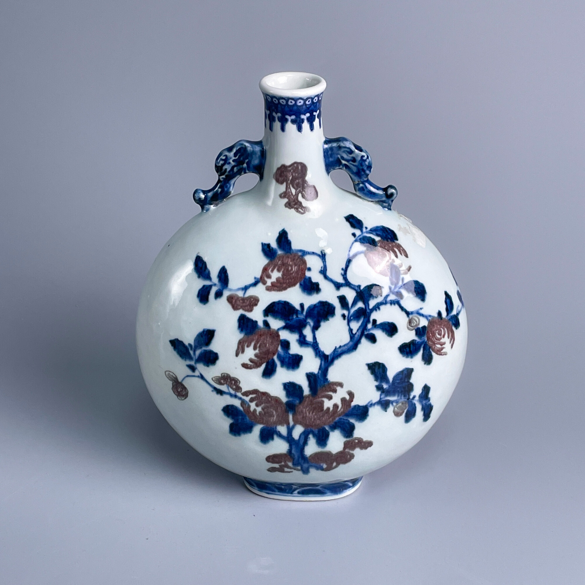 瓷器/古董清乾隆青花釉里红三多纹抱月瓶M25AV001956/文物/绣花张