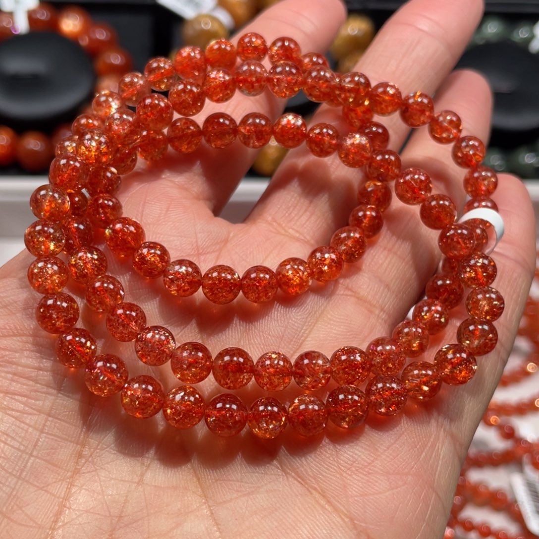 日光石手链未镶嵌金太阳多圈6mm左右