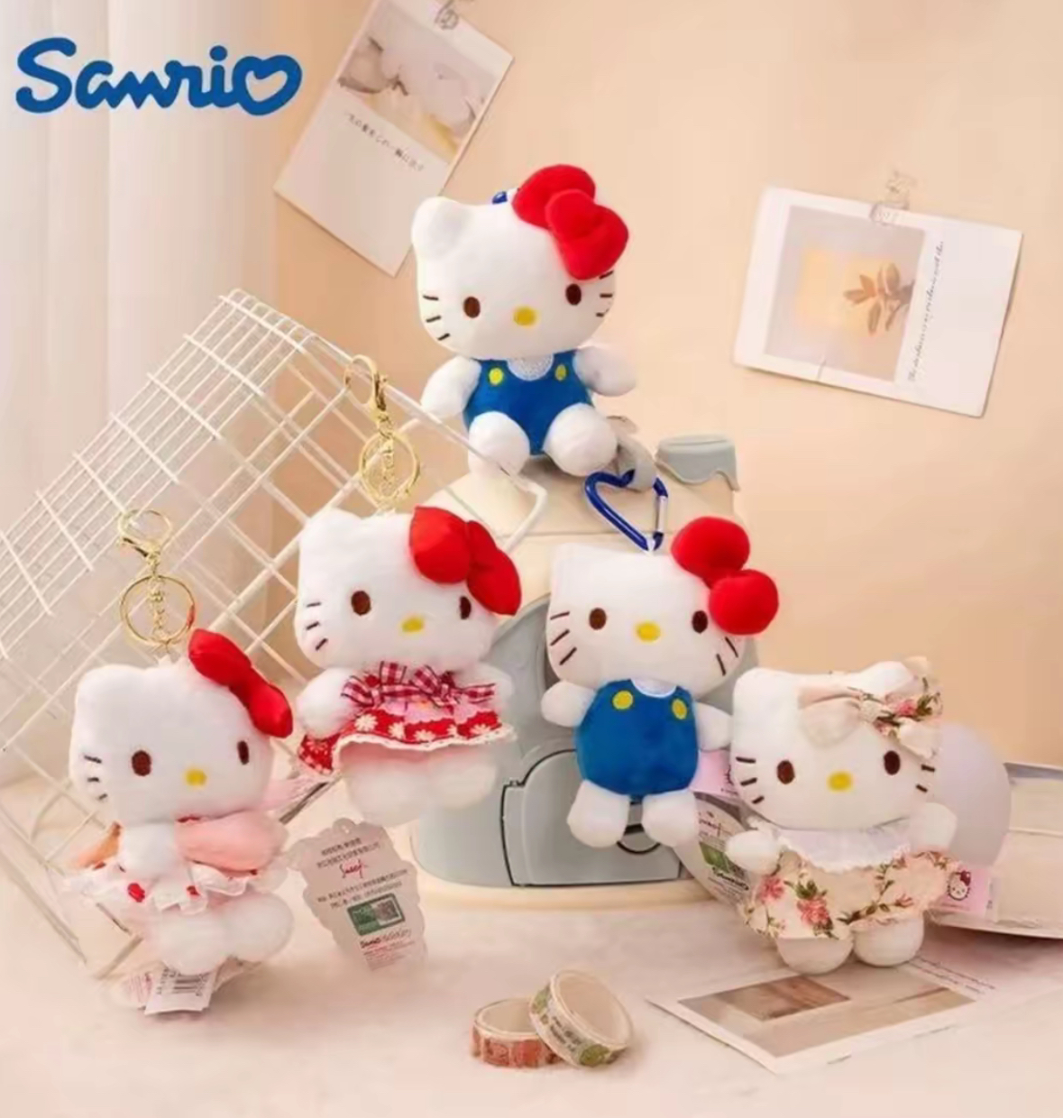 正版Hello kitty包包挂件可爱玩偶毛绒钥匙扣公仔挂件diy生日礼物