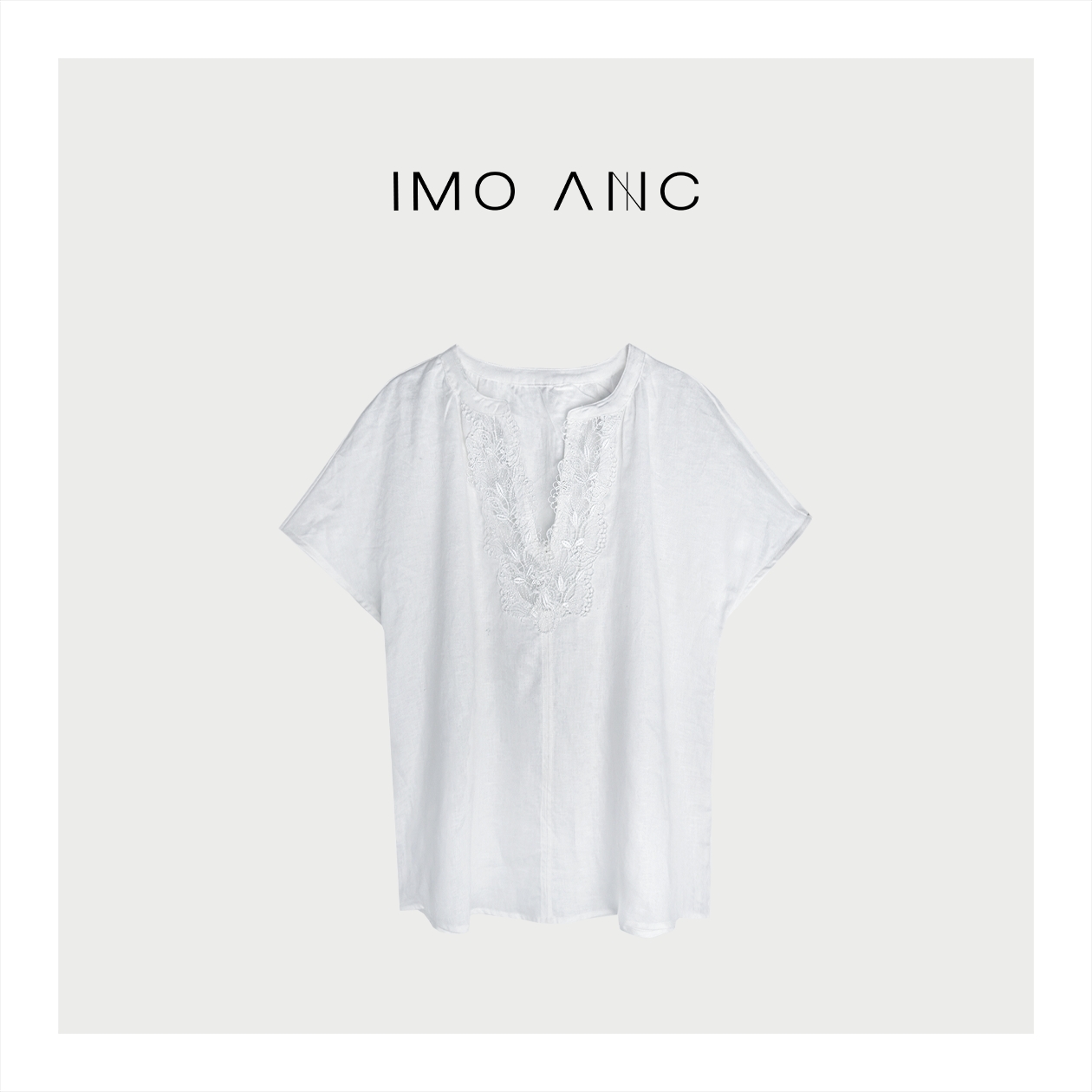 IM SO FANCY大U领镂空定位花一百亚麻坎肩上衣 D666