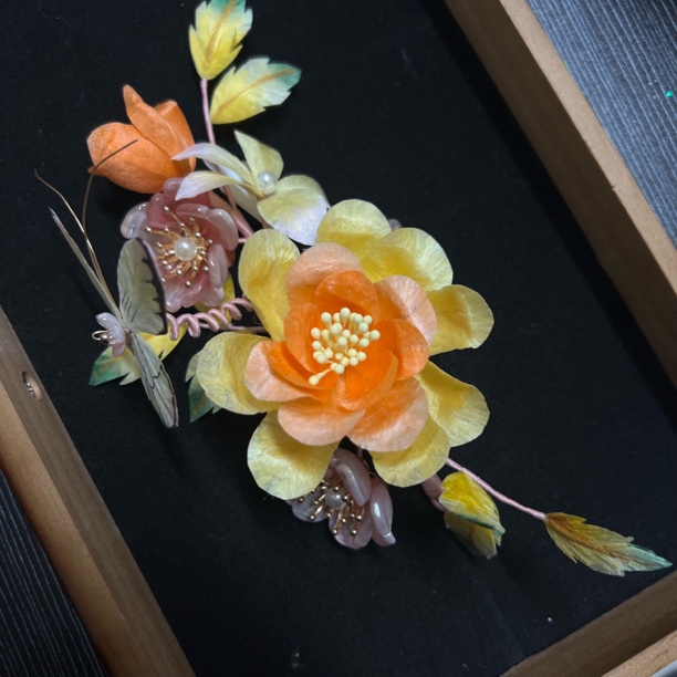 麦光光古风发饰绒花发簪 手工制作默认微瑕