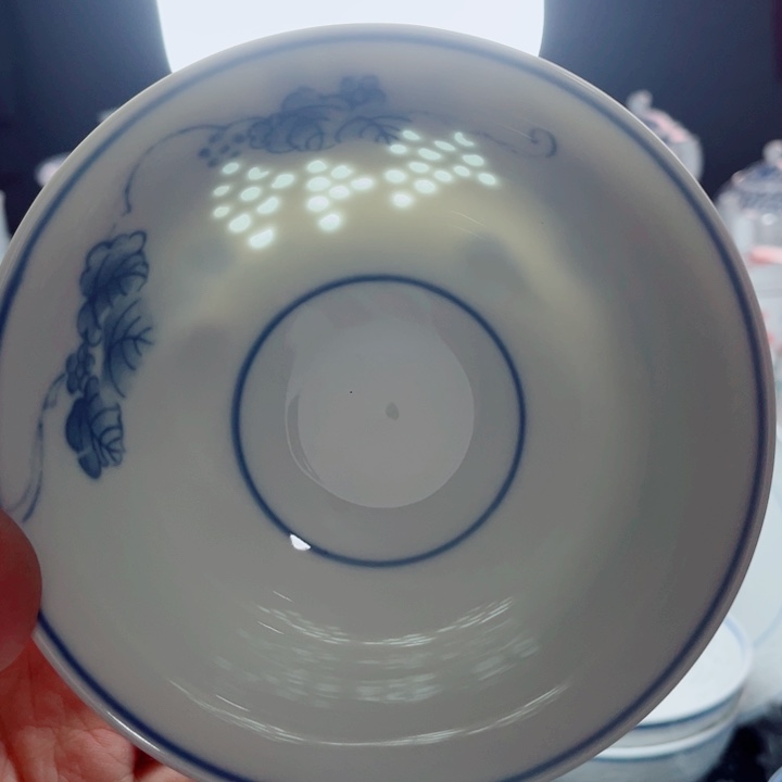 青花玲珑5寸饭碗葡萄