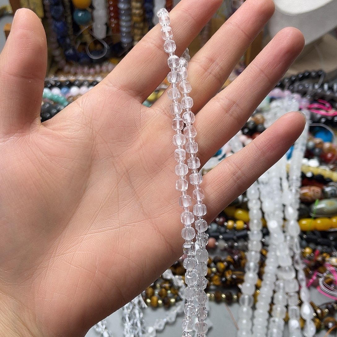 玛瑙/玉髓未镶嵌珠宝半成品卡5白水方糖一条