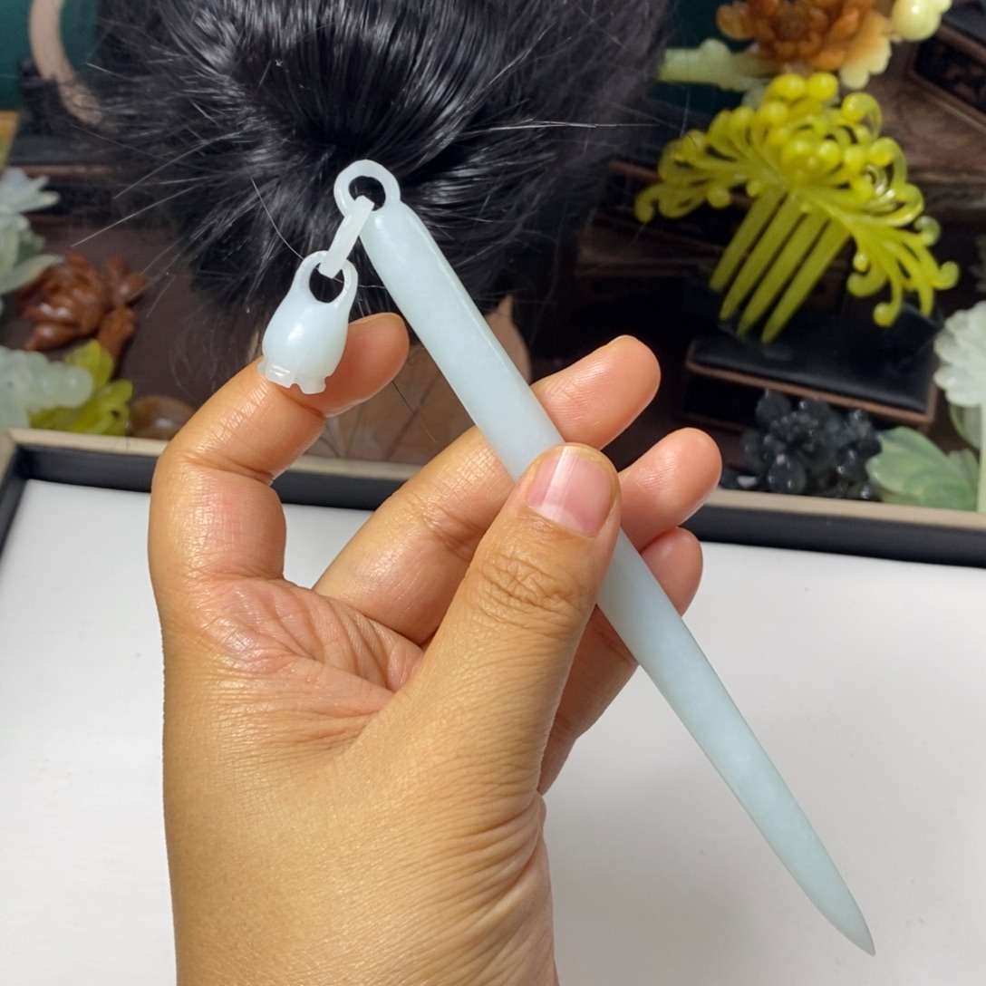 七****蛇纹石玉未镶嵌发饰