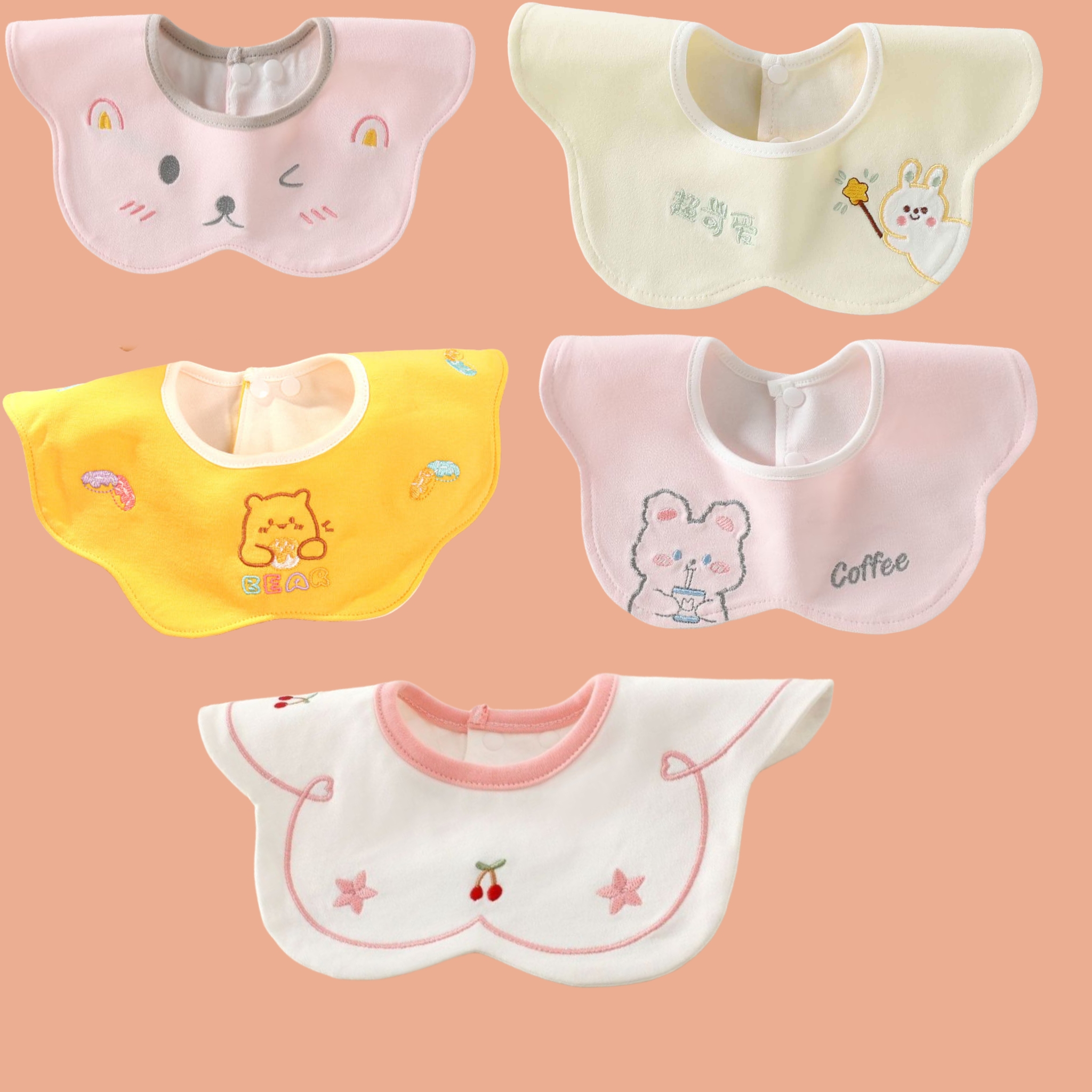 婴儿围嘴口水巾360度旋转100棉