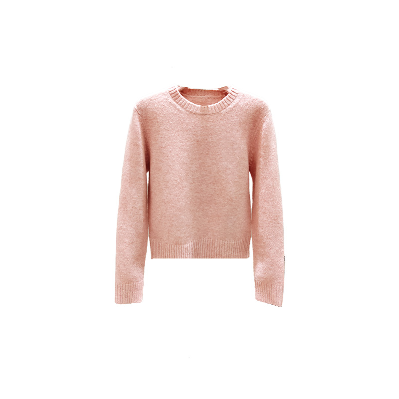  薄款简约女士长袖圆领针织衫通勤打底衫-2639