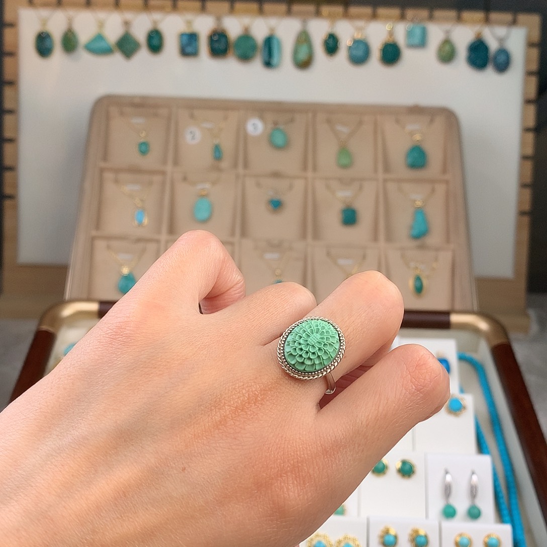 绿松石银S925镶嵌戒指