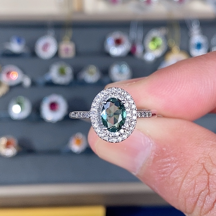 碧玺戒指银S925镶嵌南****i戒指