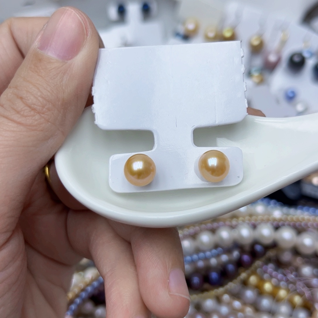 淡水珍珠耳饰银S925镶嵌
