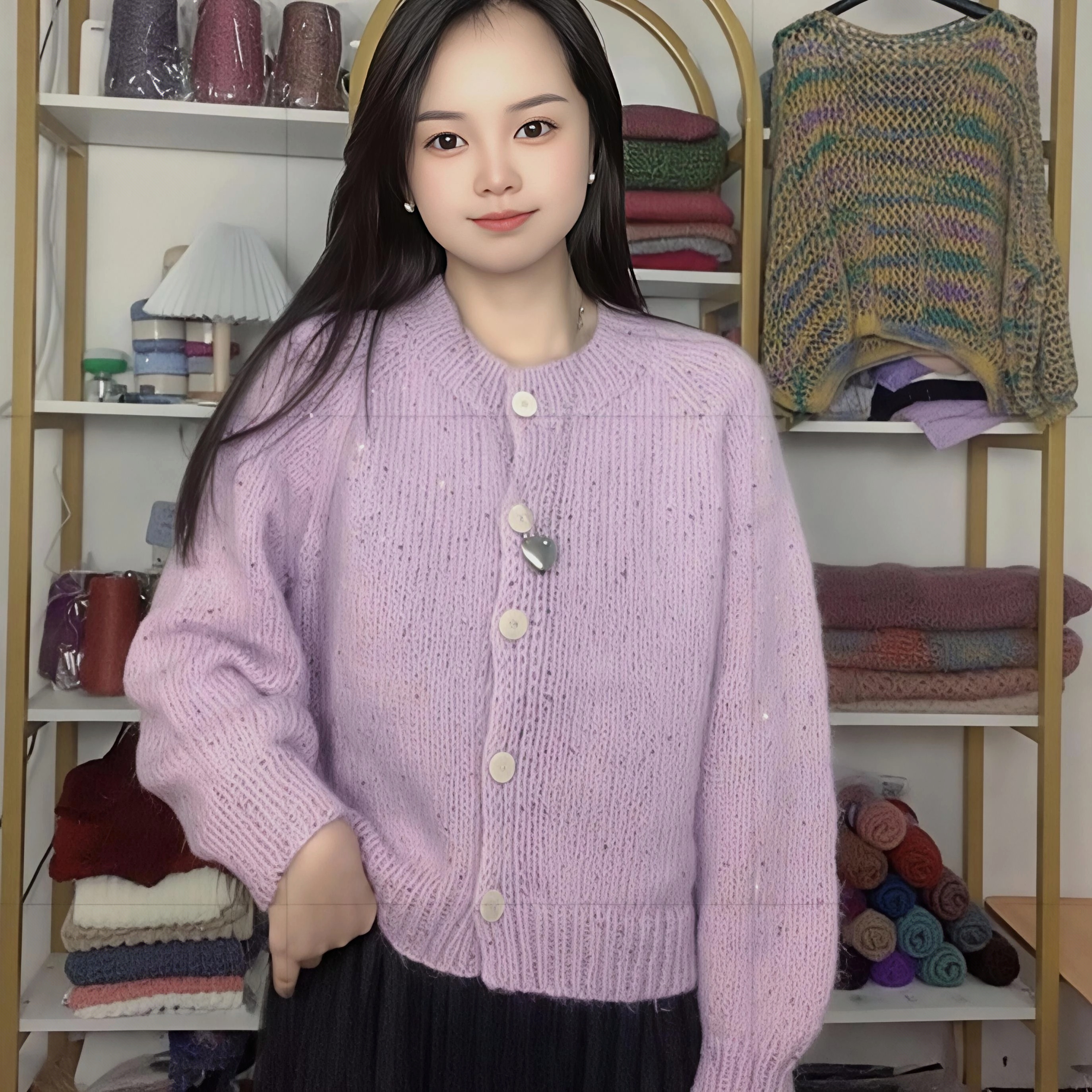 大份量100g/团网红同款七彩亮片羊毛马海毛手工编织毛衣外套头衫