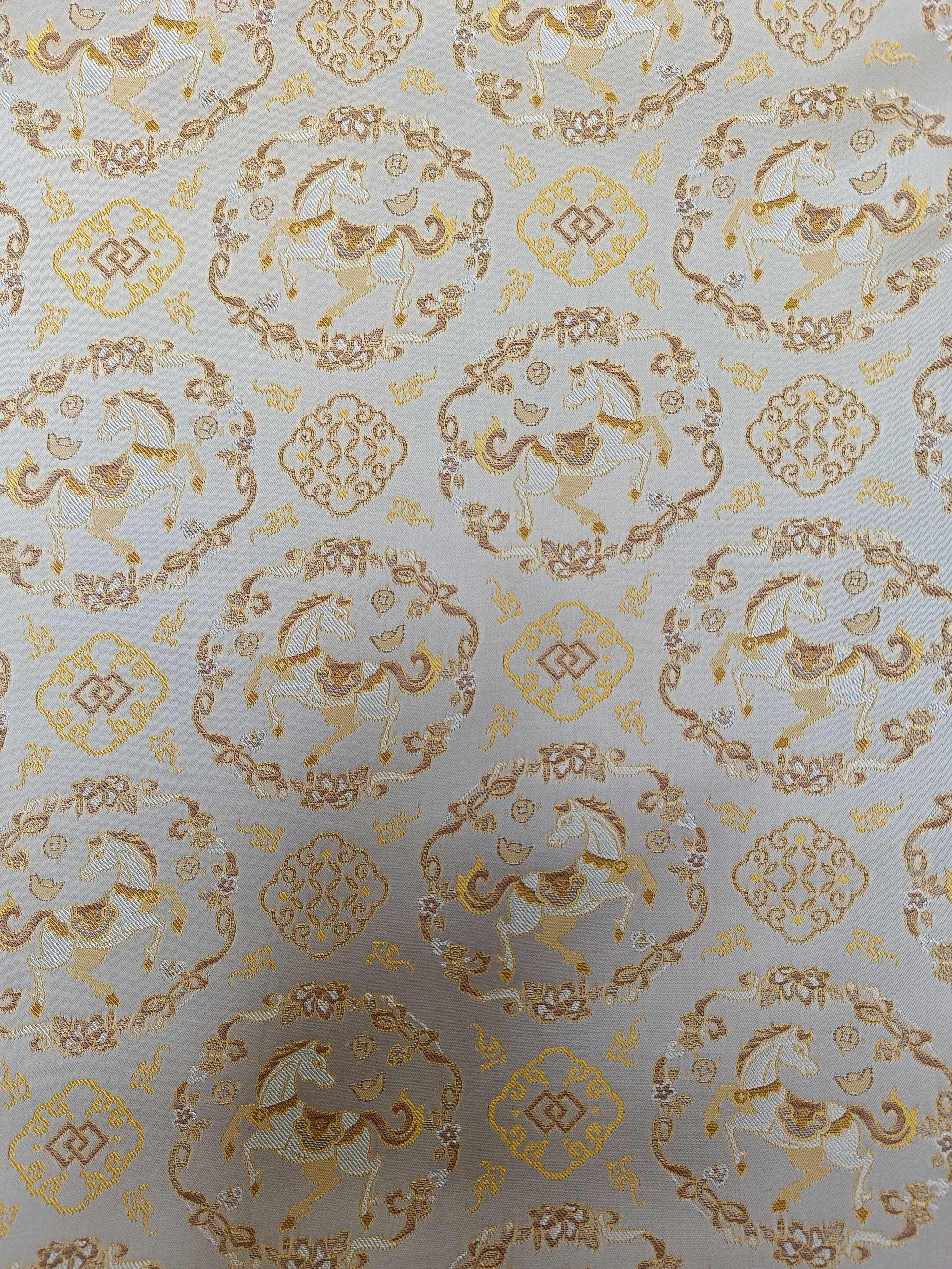 宋锦马到成功 布头 高清数码印花