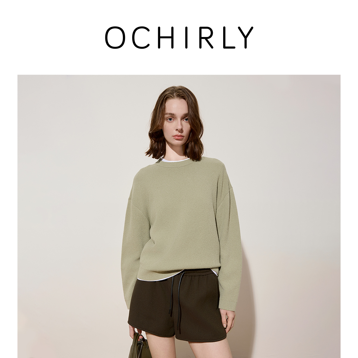 ochirly欧时力 落肩套头针织衫保暖气质松弛感秋新