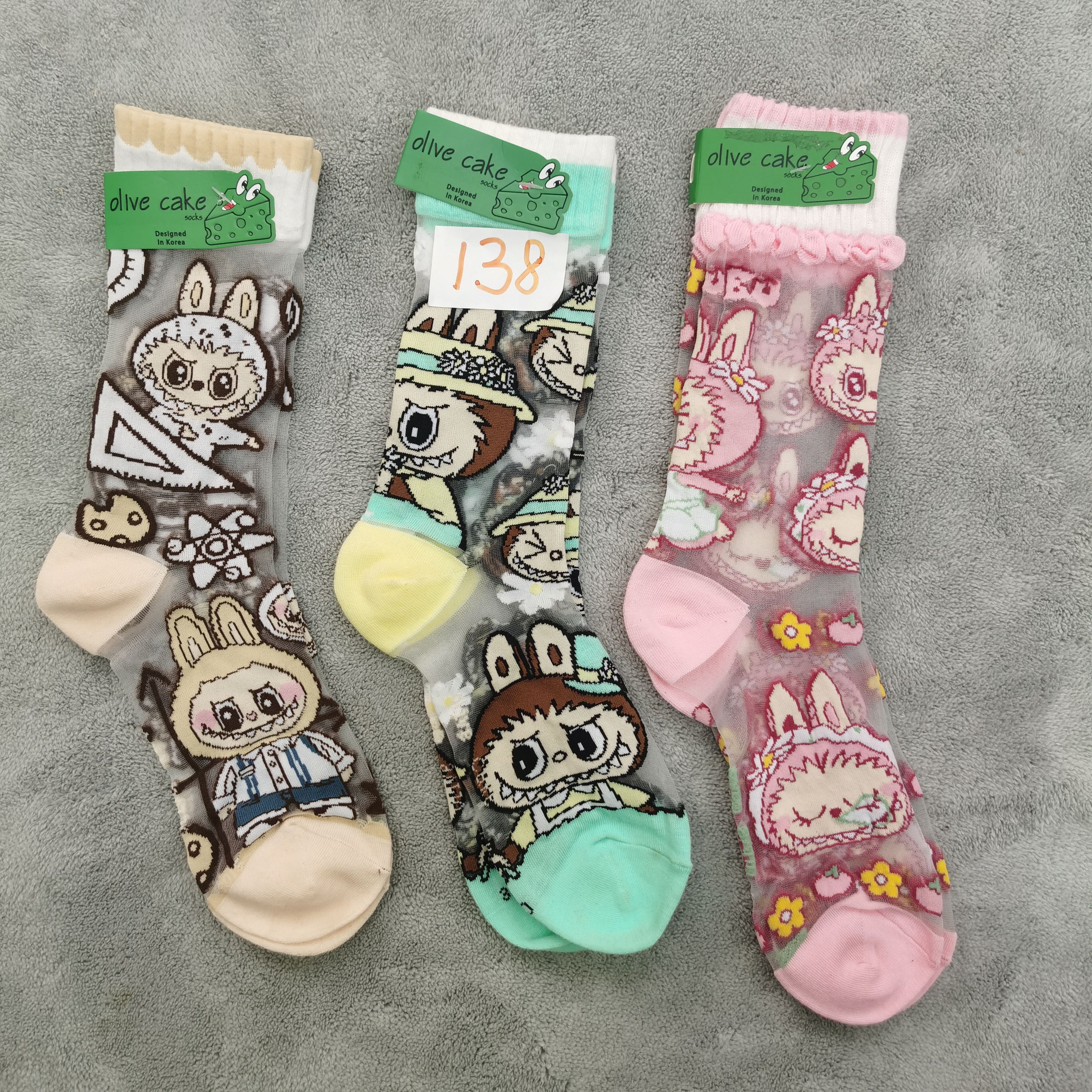 三双装olve cake水晶丝袜袜子女士柔软女袜中腰可爱labb系列138