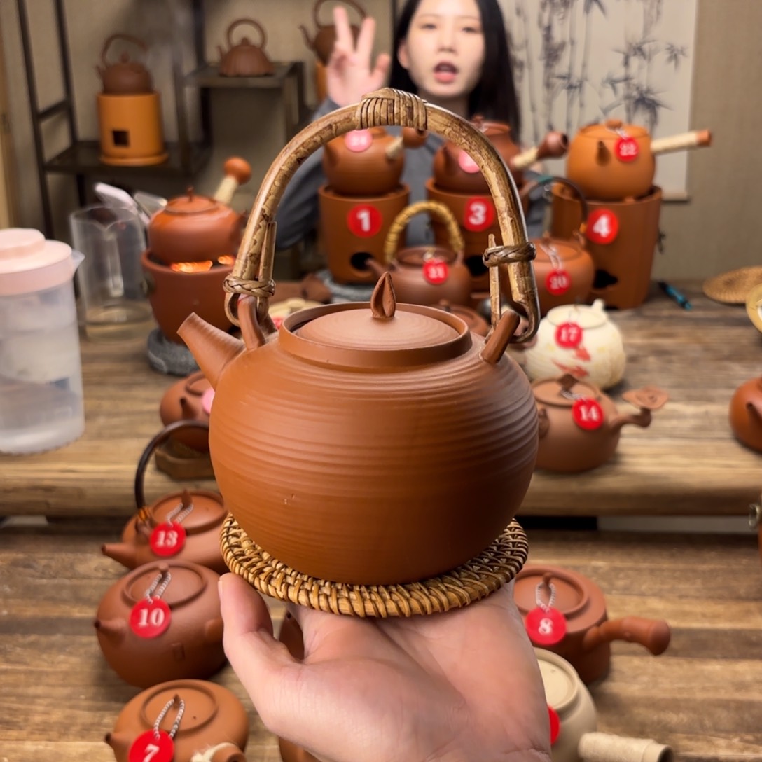 煮水煮茶甘甜 潮州砂铫壶 搭藤垫
