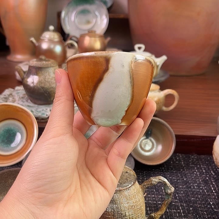 柴烧窑汗主人杯茶杯