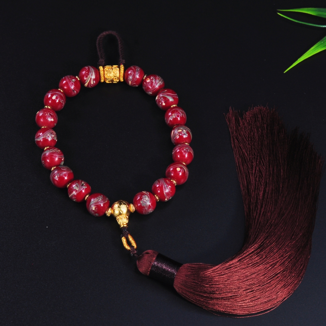 合金琉璃吊坠 【龙老板】老凤尾红琉璃挂件/多样性发货A0610063