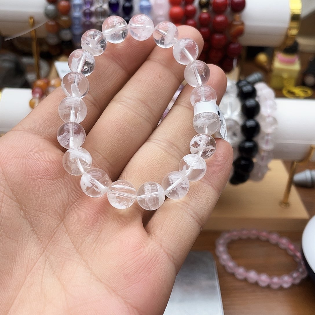 未镶嵌手串烟晶卡10+粉雪花