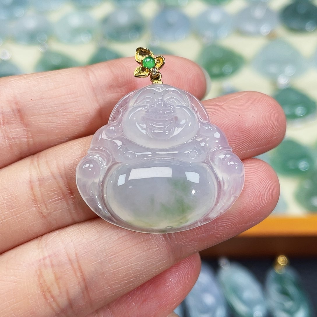 翡翠颈饰18K金镶嵌吊坠