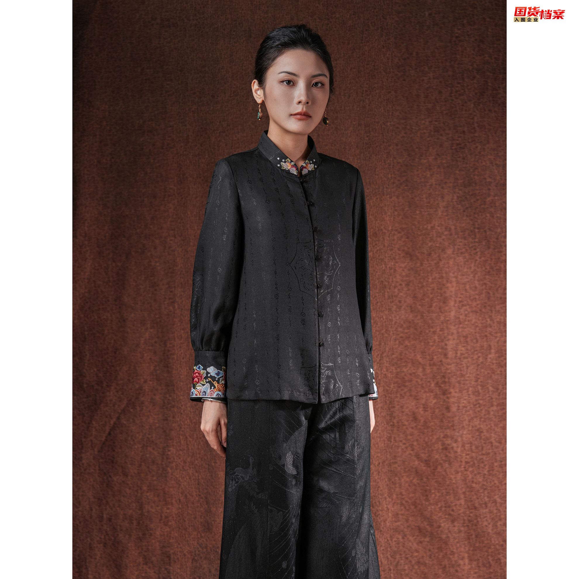 【万象有衣】女书纱罗-真丝香云纱原创设计上衣-7248