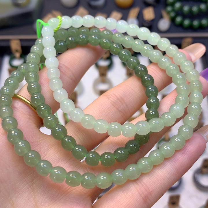 手串未镶嵌和田玉果冻底青提渐变仙女链