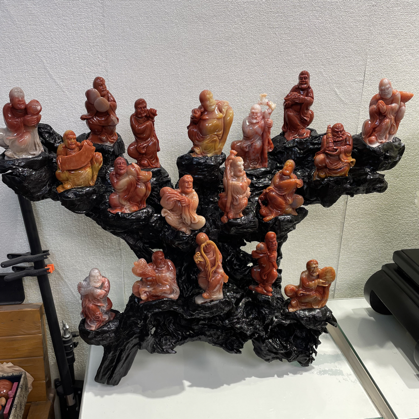 玉石雕刻寿山石十八罗汉手工中式送礼家居76号链接中式