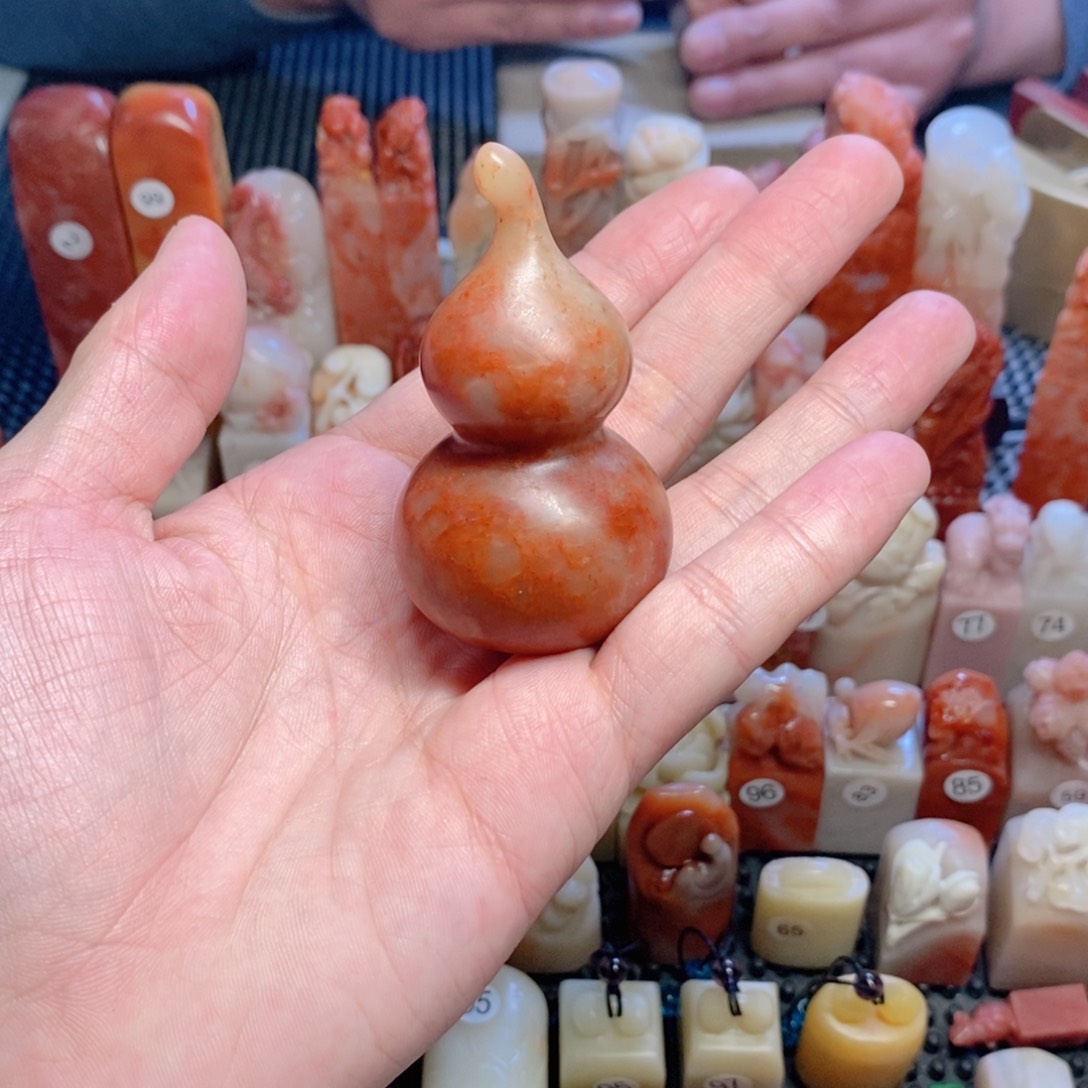 寿山石印石葫芦印章圆形2*2