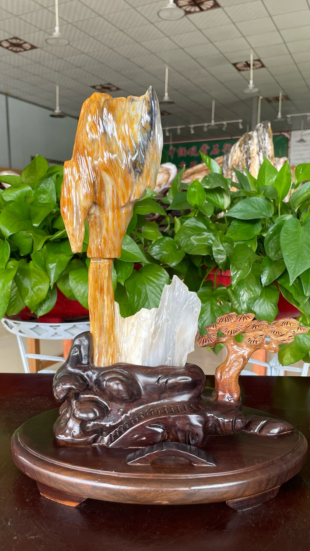 总高37，净高28宽13厚6，总重5斤天然缅甸树化玉硅化玉木化玉摆件