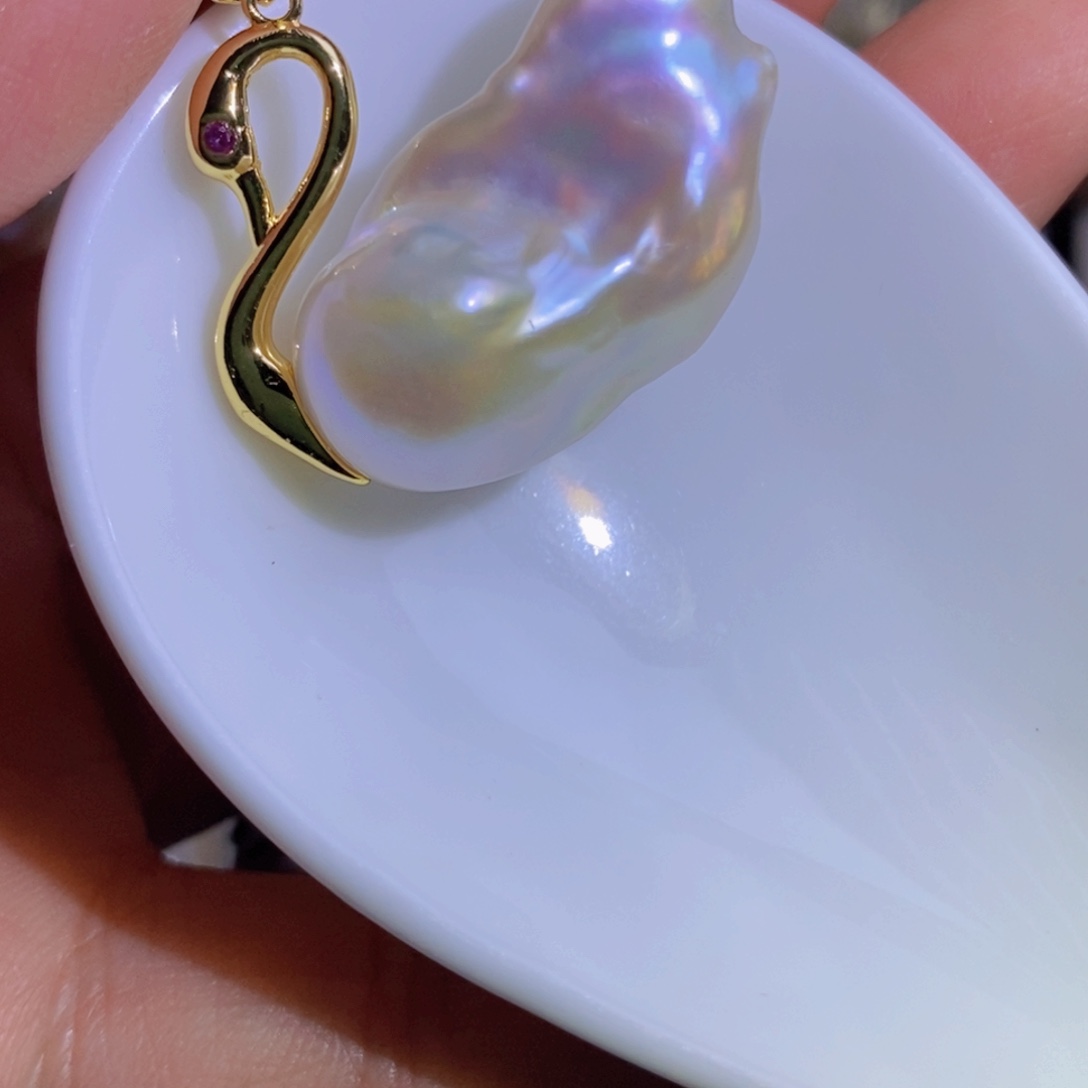 银S925镶嵌天然淡水珍珠淡水珍珠