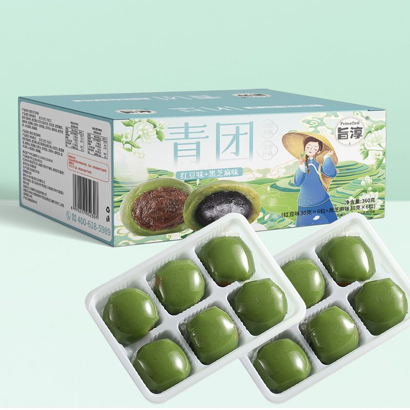 【次日达】旨淳·青团360克12粒(红豆味30克*6粒+黑芝麻味30克*6粒）