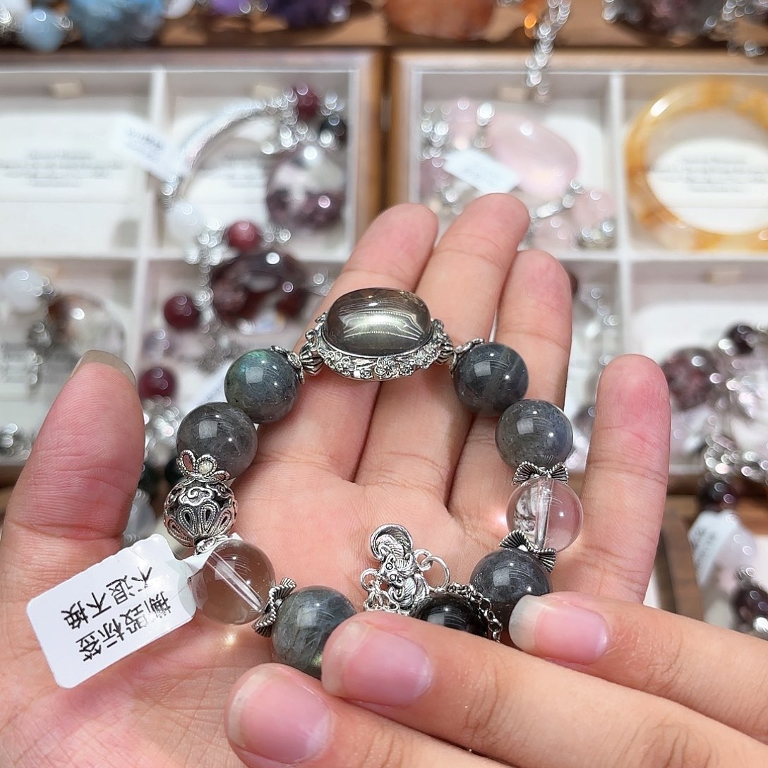 ****晚水晶手串合金水晶