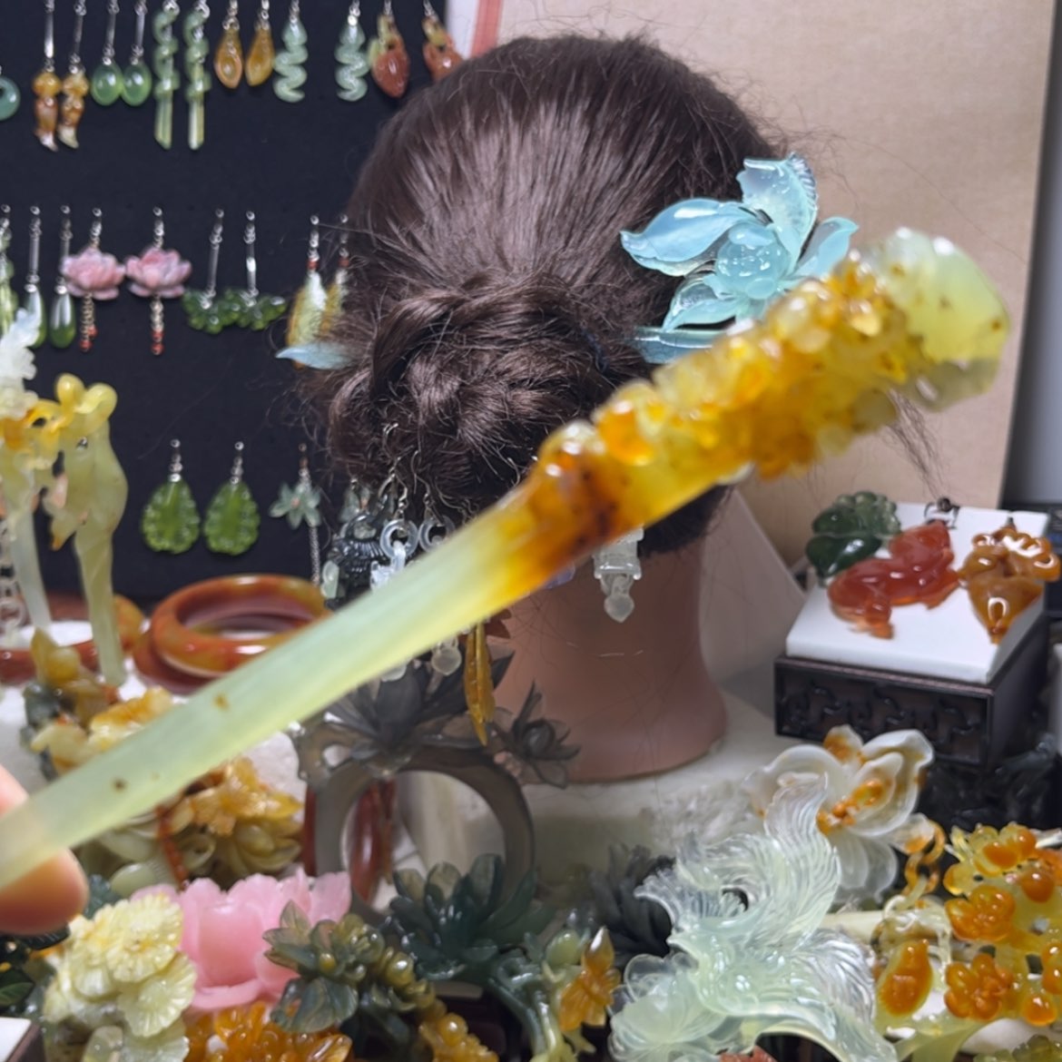 【闪购商品】未镶嵌蛇纹石玉发饰