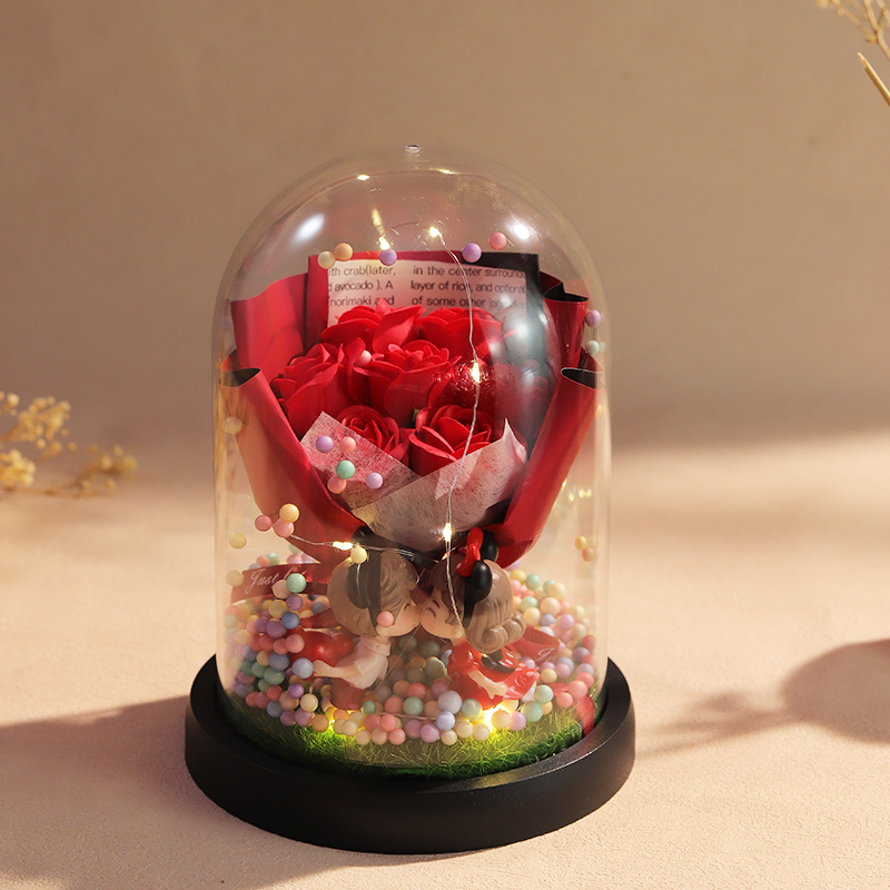 情人节礼物情侣玩偶公仔花束永生玫瑰送女友老婆情人节礼物浪漫