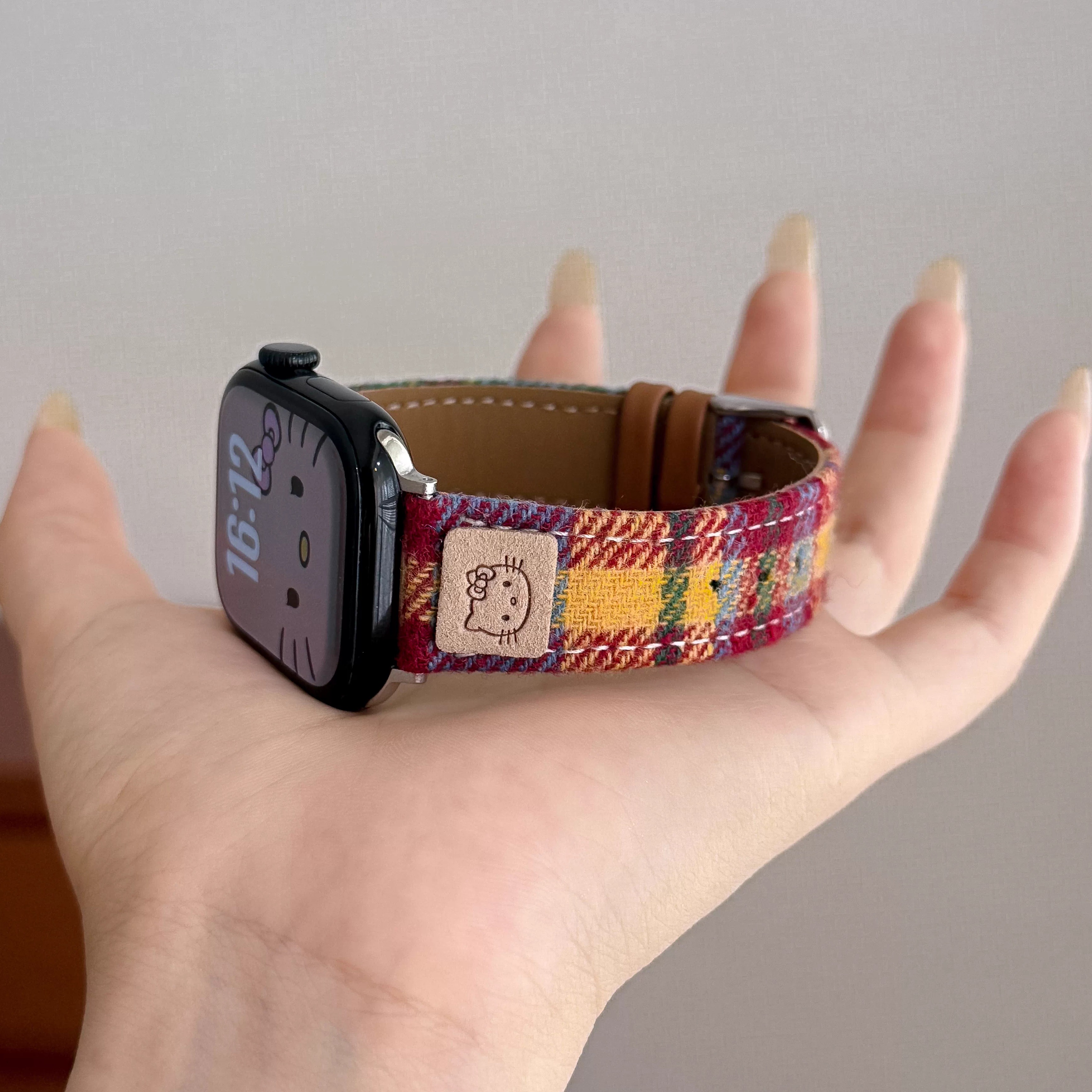 适用applewatchs11手表带S10毛呢KT猫S9/8复古s7时尚iwatch10秋冬