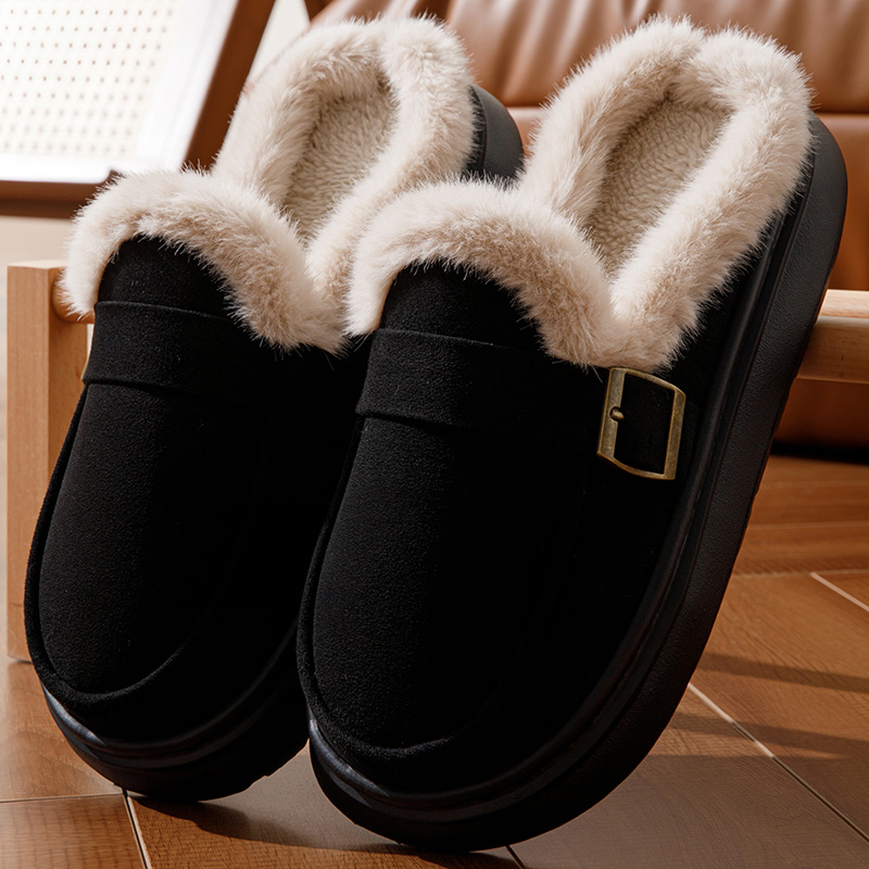 2025冬季棉拖鞋男士居家室内外穿加厚底保暖不打滑女时尚轻便拖鞋