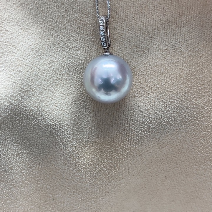 吊坠(不含链)18K金镶嵌海水珍珠12-13mm6号