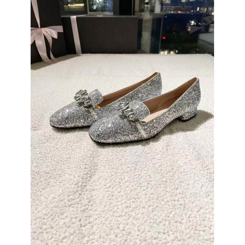 99新 MIU MIU/缪缪  yy1420 水钻亮片高跟鞋 39码