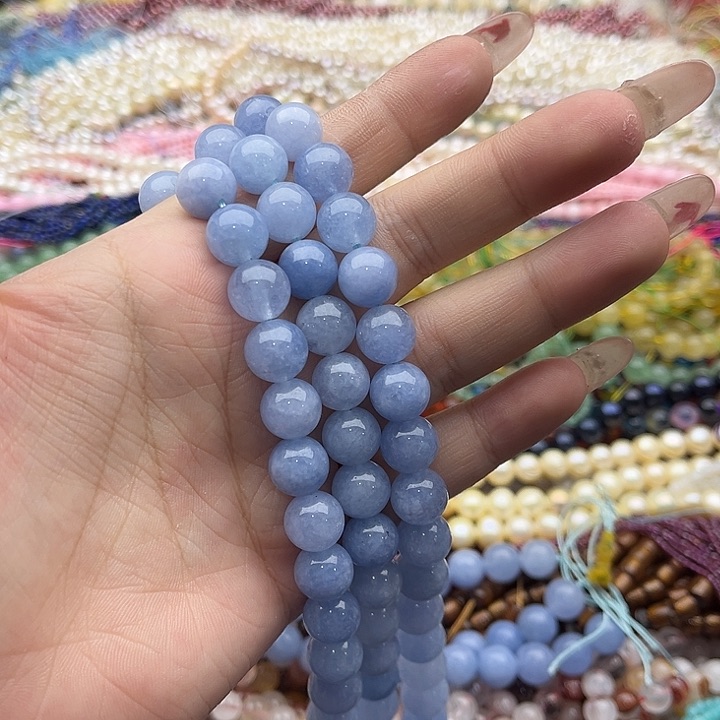 玛瑙/玉髓珠宝半成品未镶嵌一条10mm左右海蓝宝