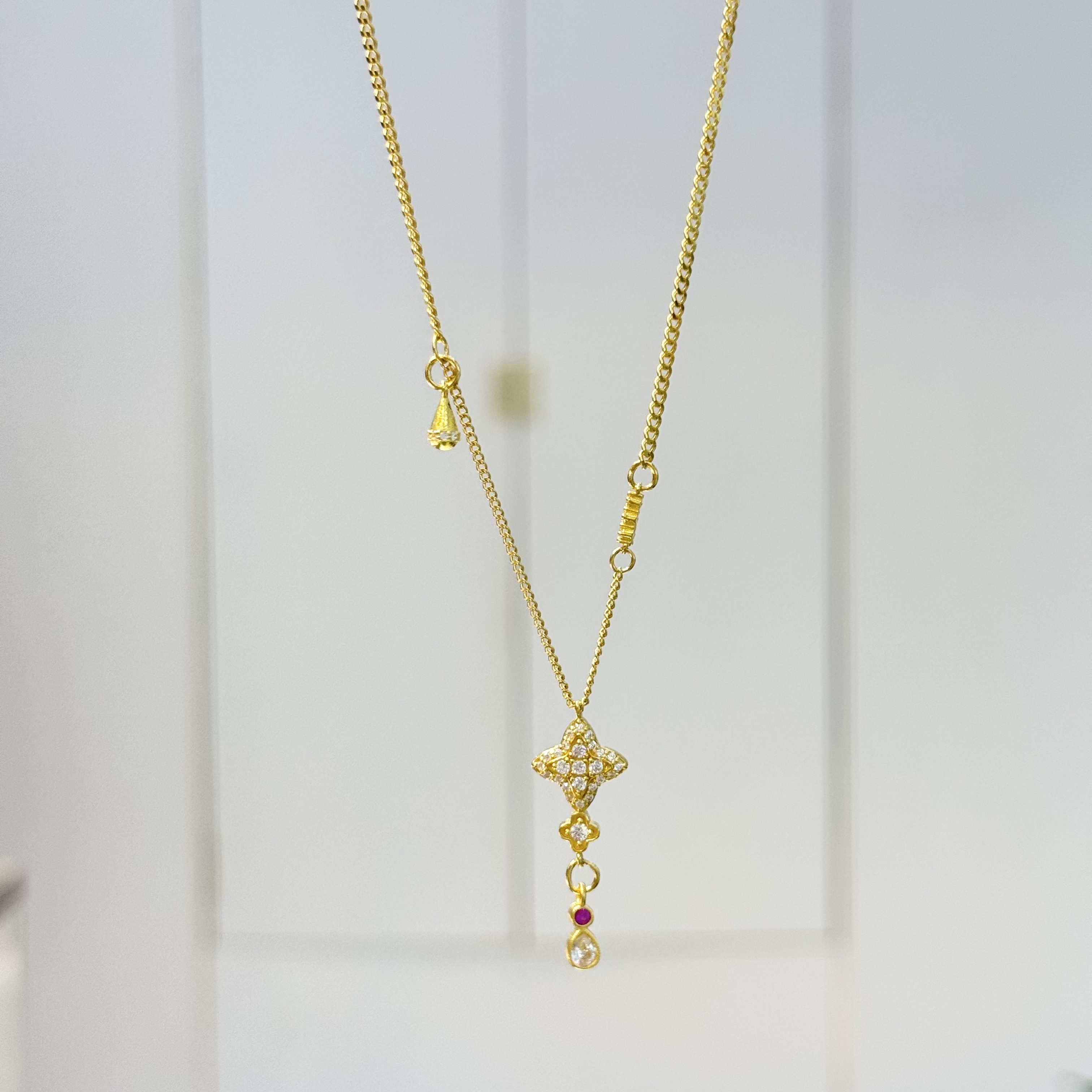 Z/J【小花四芒星点钻套链】足金999精工5G(附加258/158/0)