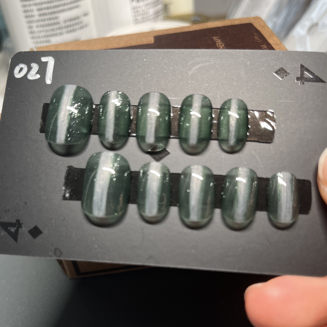 十一月49¥专拍ins手工穿戴甲美甲新穿戴式美甲冰透绿色指甲片