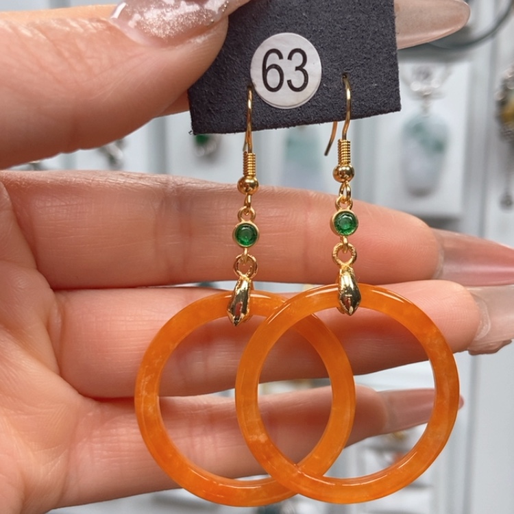 【闪购商品】翡翠耳饰银S925镀金镶嵌优化