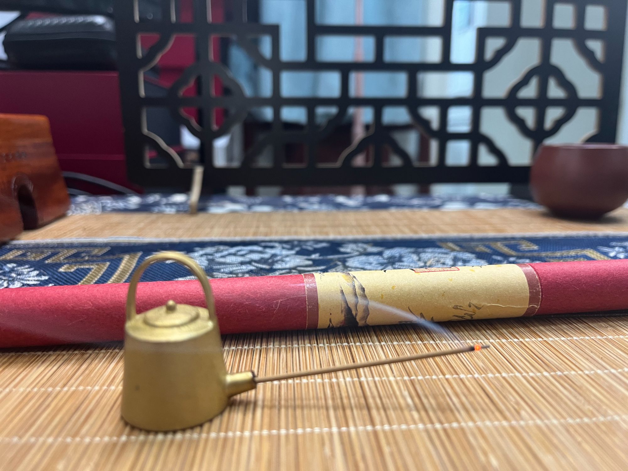 纯黄铜茶壶式插香香炉创意养生会所茶室摆件日式插香炉配件底座