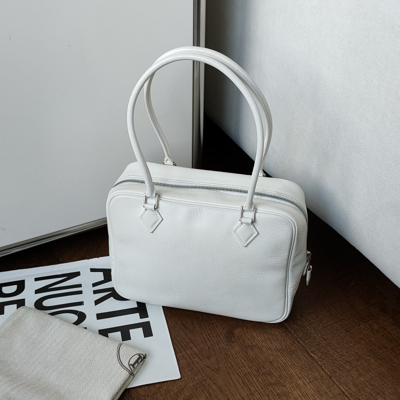 95新 Hermes/爱马仕 白色E皮plumemini手提包 53041