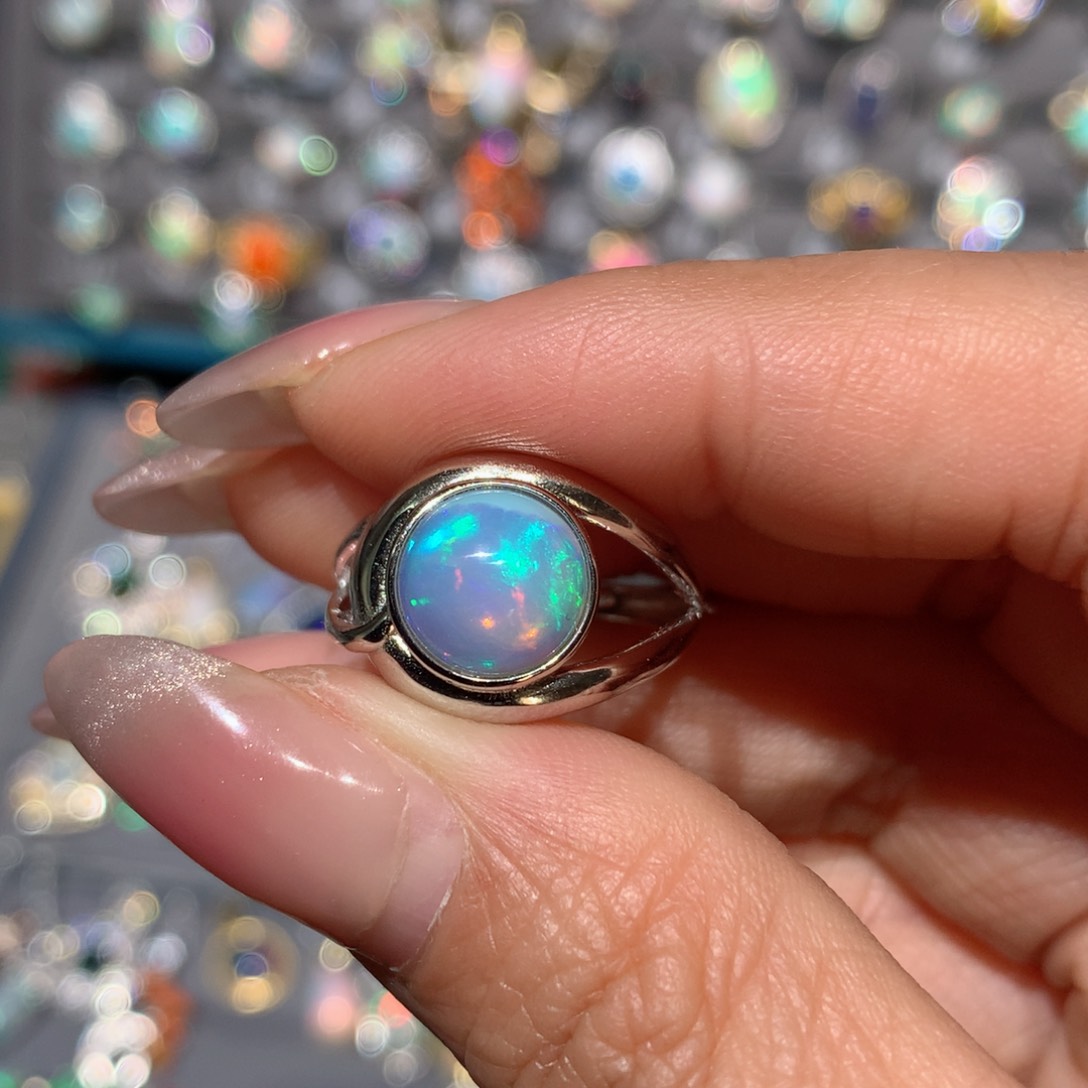 欧泊福利戒指银S925镶嵌