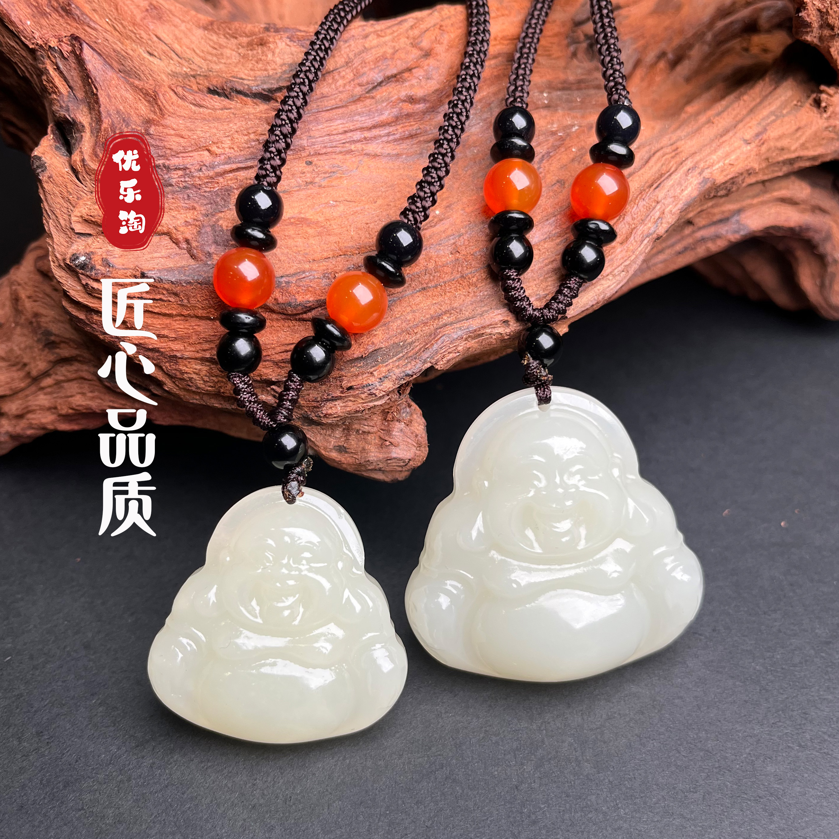 手工雕刻纯天然玉石佛公吊坠气质百搭时尚双面精美经典