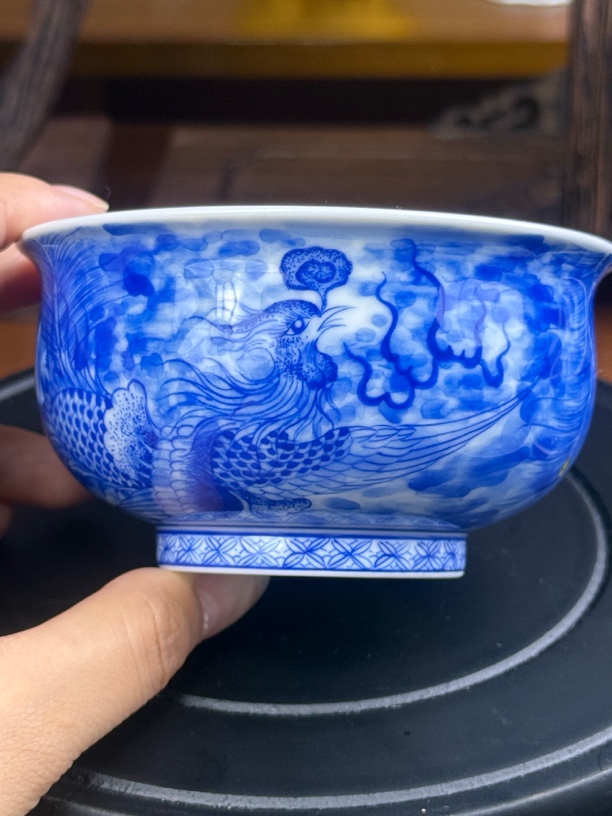 陶瓷纯手工手绘凤杯（闪）